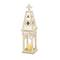 White Wood Vintage Candle Holder Lantern, 28" x 8" x 8"